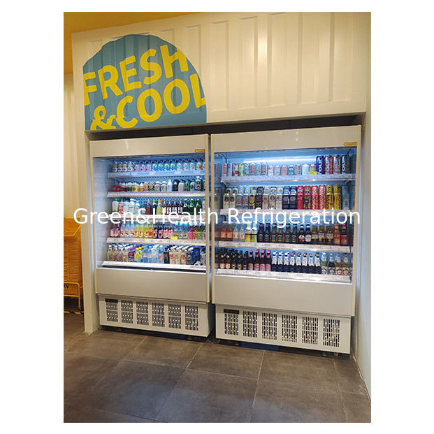 Unidade montada no fundo para pequenos supermercados / lojas de conveniência Display de armazenamento Chiller pequeno tipo aberto