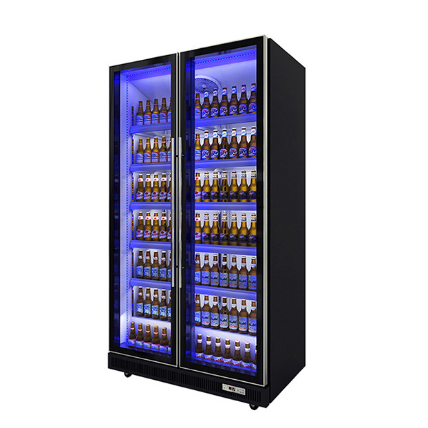 Frigorífico Expositor de Bebidas/Licores com Duas Portas de Vidro, Iluminação LED Múltipla, para Uso Comercial