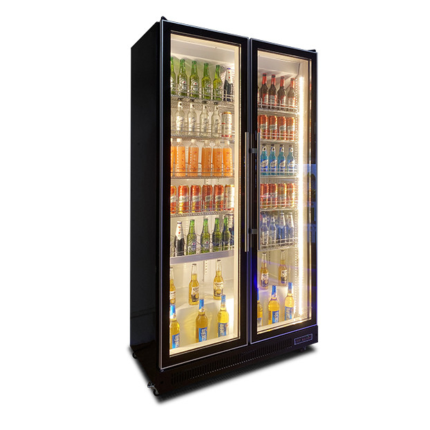 Frigorífico Expositor de Bebidas/Licores com Duas Portas de Vidro, Iluminação LED Múltipla, para Uso Comercial