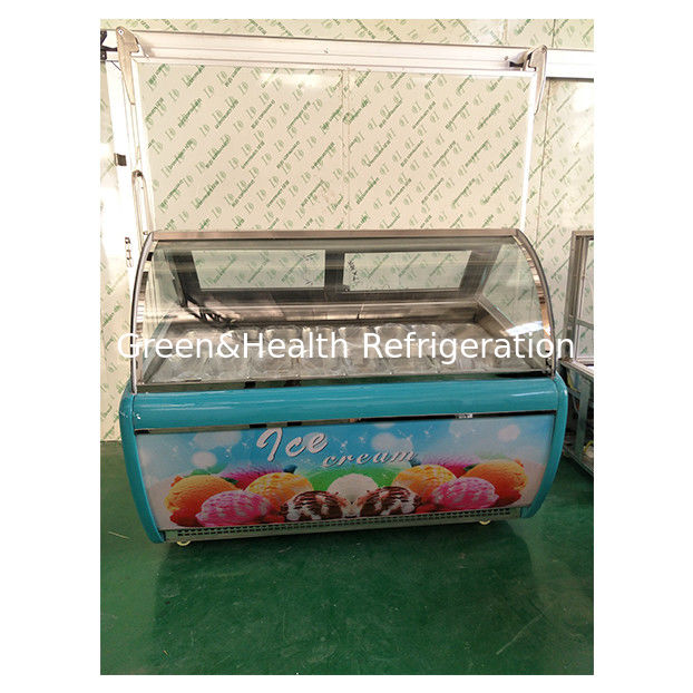 Congelador de Vitrine de Sorvete com 16 Bandejas e Vidro Curvo de Fábrica com Termostato Ajustável