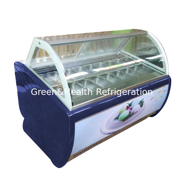 Congelador de Vitrine de Sorvete com 16 Bandejas e Vidro Curvo de Fábrica com Termostato Ajustável