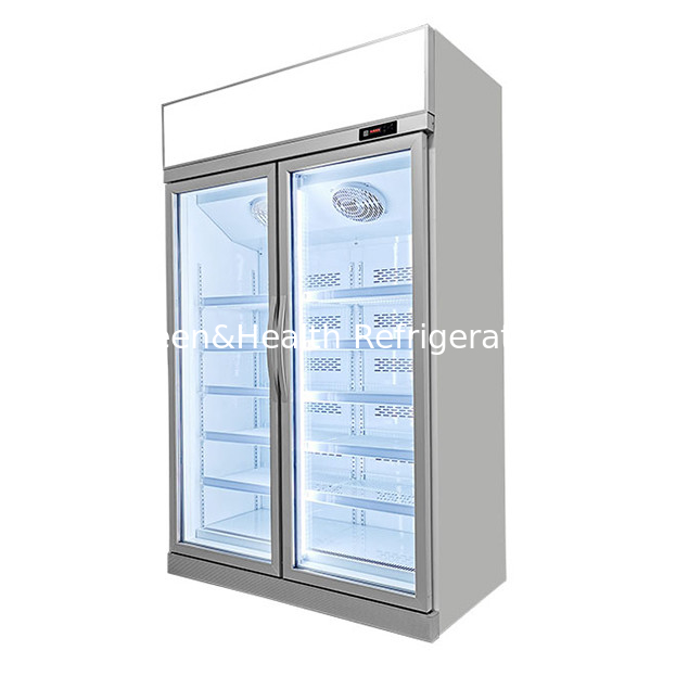 Supermercado comercial / loja duas portas de vidro frigoríficos equipados com display de congelamento