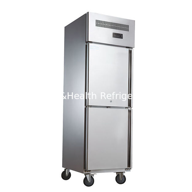 Congelador de cozinha vertical comercial em aço inoxidável com 1480mm de comprimento e motor de ventoinha de resfriamento dinâmico