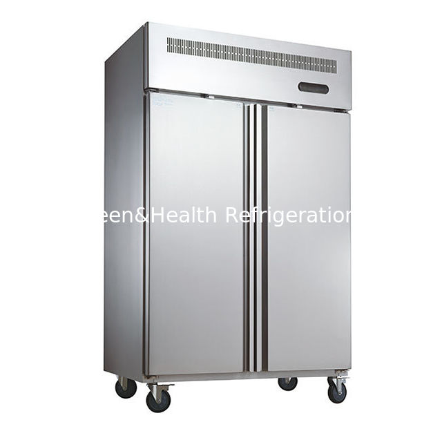 Congelador de cozinha vertical comercial em aço inoxidável com 1480mm de comprimento e motor de ventoinha de resfriamento dinâmico