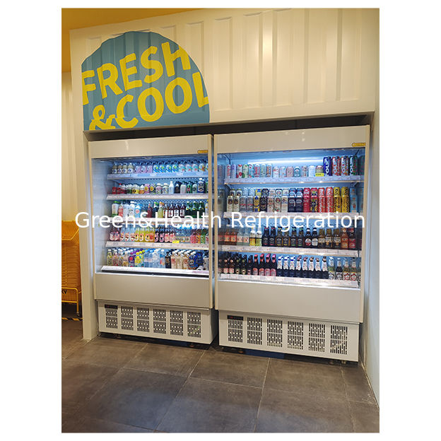 Pequena loja de conveniência Prateleira de cinco camadas Display de armazenamento de frutas Pequeno congelador aberto