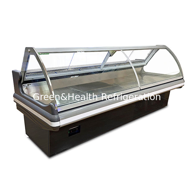 Commercial Horizontal Vermelho Com Luzes de LED Fresco Display de Armazenamento de Carne Congelador Para Venda