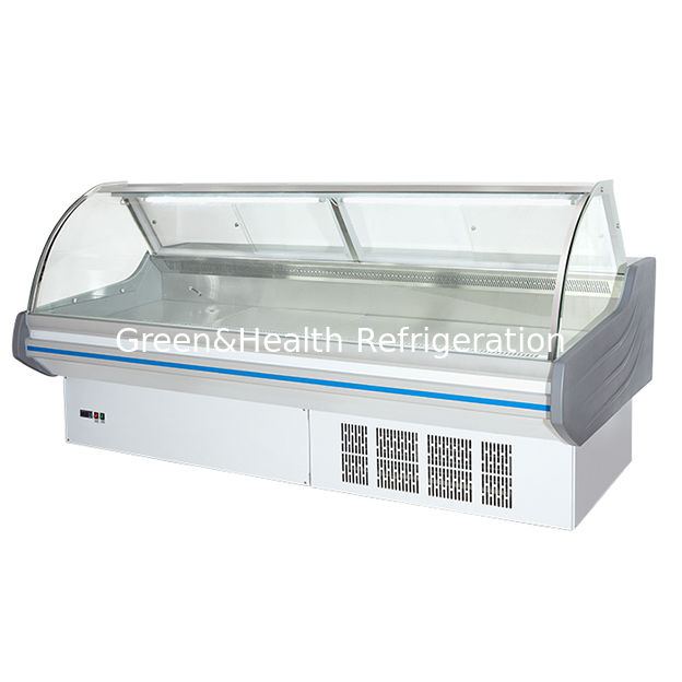 Commercial Horizontal Vermelho Com Luzes de LED Fresco Display de Armazenamento de Carne Congelador Para Venda