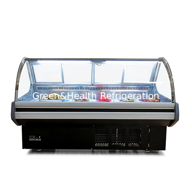 Commercial Horizontal Vermelho Com Luzes de LED Fresco Display de Armazenamento de Carne Congelador Para Venda
