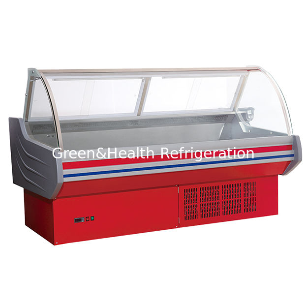 Commercial Horizontal Vermelho Com Luzes de LED Fresco Display de Armazenamento de Carne Congelador Para Venda