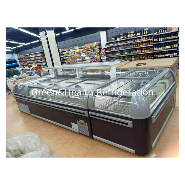Supermercado comercial Big Meatball Armazenamento de produtos congelados Armazém frigorífico de ilha refrigerado