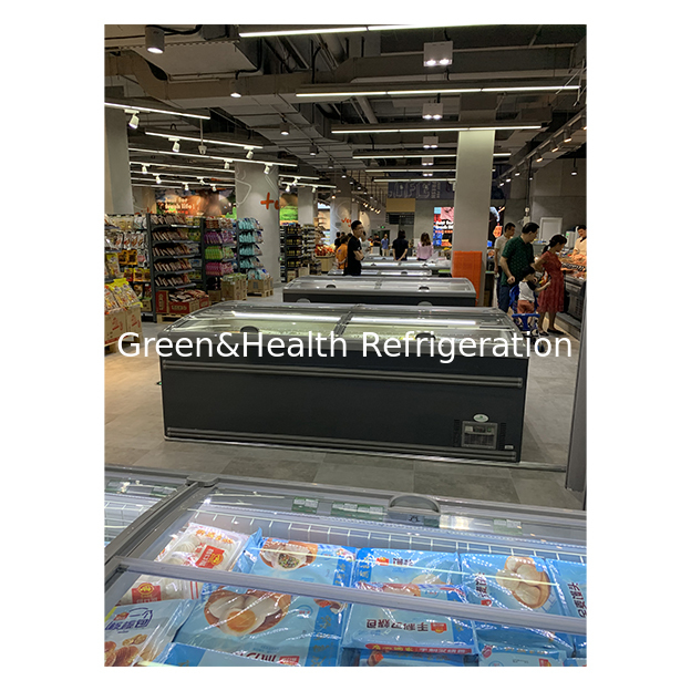 Supermercado comercial Big Meatball Armazenamento de produtos congelados Armazém frigorífico de ilha refrigerado