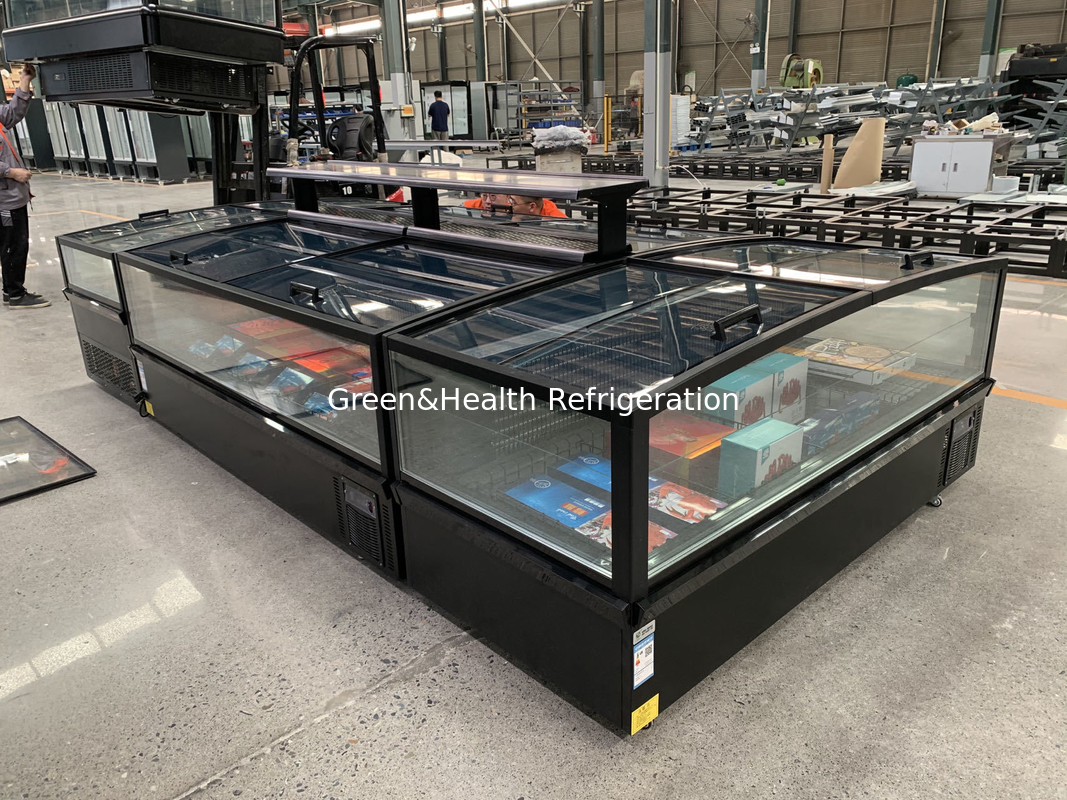 Congelador Ilha Comercial de Resfriamento Direto de Alta Eficiência | Congelador de Exibição de Supermercado com Degelo Automático e Iluminação LED
