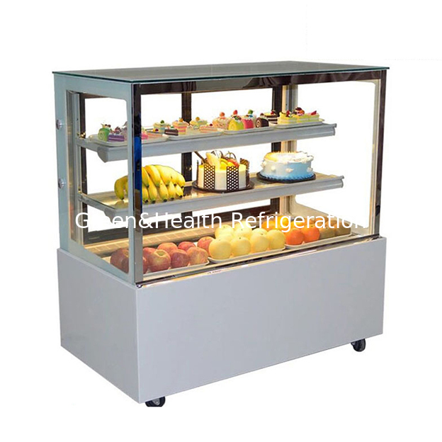 Fabrica Vendas Diretas Vidro Transparente Ângulo Direito Bolo de Aço Inoxidável Frigorífico Freezer