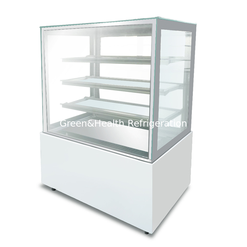 Fabrica Vendas Diretas Vidro Transparente Ângulo Direito Bolo de Aço Inoxidável Frigorífico Freezer