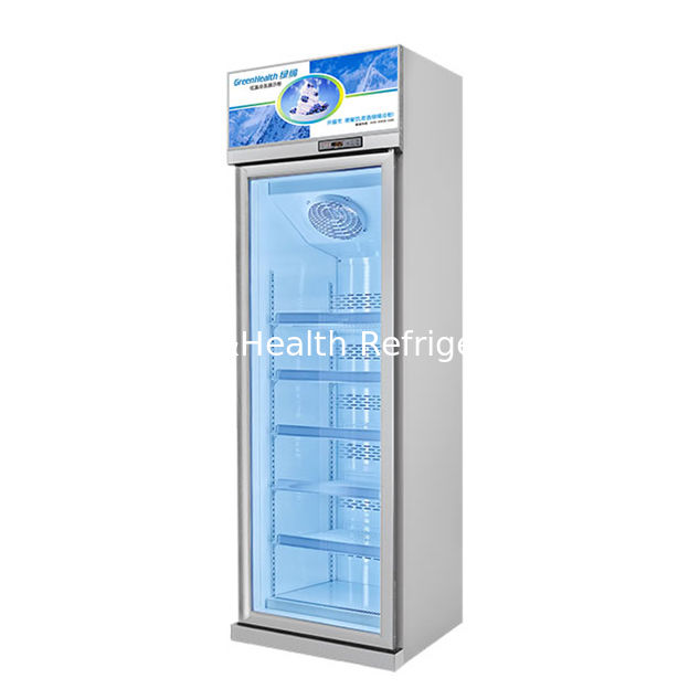 Congelador de porta de vidro comercial com iluminação LED do refrigerante R290 e porta traseira automática de mola