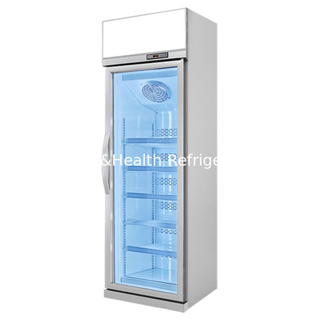 Congelador de porta de vidro comercial com iluminação LED do refrigerante R290 e porta traseira automática de mola