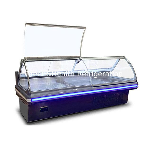 Congelador Expositor de Armazenamento de Carne Fresca com Tampa Basculante Comercial Horizontal Estilo Europeu
