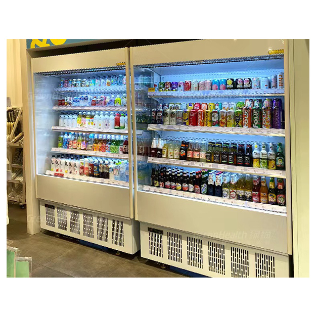 Pequenas Geladeiras Abertas para Armazenamento e Exibição de Frutas/Vegetais em Lojas de Conveniência/Supermercados