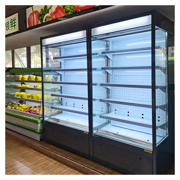 Pequenas Geladeiras Abertas para Armazenamento e Exibição de Frutas/Vegetais em Lojas de Conveniência/Supermercados