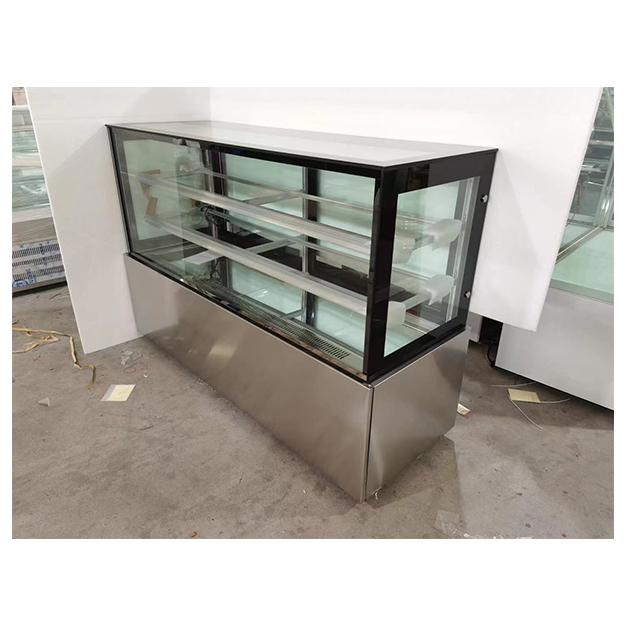Supermercado/Loja Comercial ângulo direito Bolo de aço inoxidável Armazenamento refrigerado Display Freezer