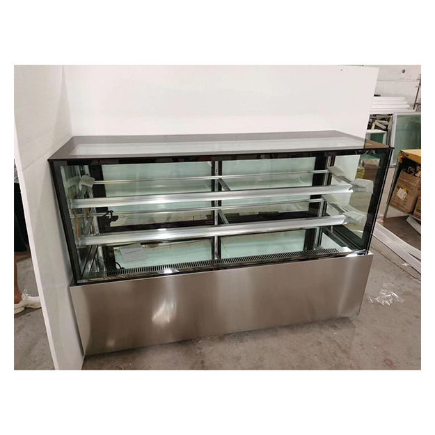 Supermercado/Loja Comercial ângulo direito Bolo de aço inoxidável Armazenamento refrigerado Display Freezer