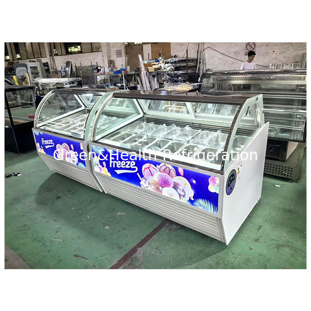 Lojas de Gelados/Supermercados Usam Refrigeração de Armazenamento Para Exibir Gelados em Expositores