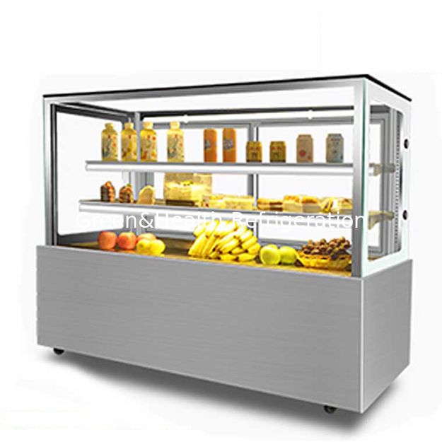 Venda Direta da Fábrica Freezer Expositor de Bolos em Ângulo Reto em Aço Inoxidável com Material de Vidro