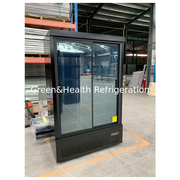 Push Pull Tipo Portas de vidro múltiplos Supermercado Comercial Negro Unidade inferior de refrigeração Display Freezer Refrigerador