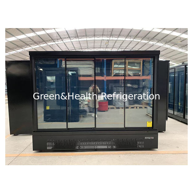 Push Pull Tipo Portas de vidro múltiplos Supermercado Comercial Negro Unidade inferior de refrigeração Display Freezer Refrigerador