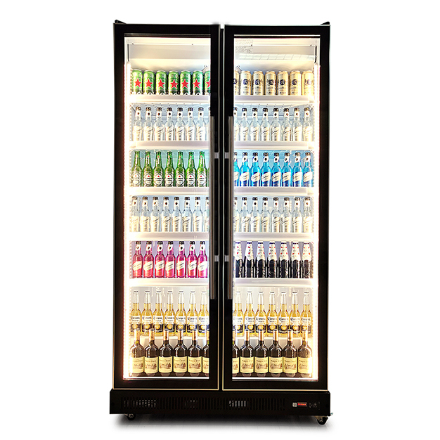 Freezer Expositor Vertical com Duas Portas de Vidro, Múltiplas Luzes LED, para Vinhos e Bebidas