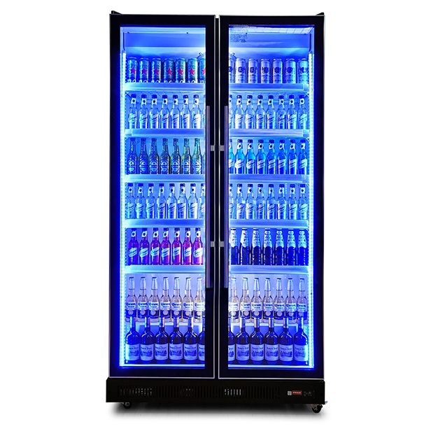 Freezer Expositor Vertical com Duas Portas de Vidro, Múltiplas Luzes LED, para Vinhos e Bebidas