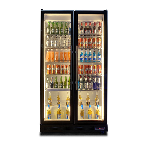 Freezer Expositor Vertical com Duas Portas de Vidro, Múltiplas Luzes LED, para Vinhos e Bebidas