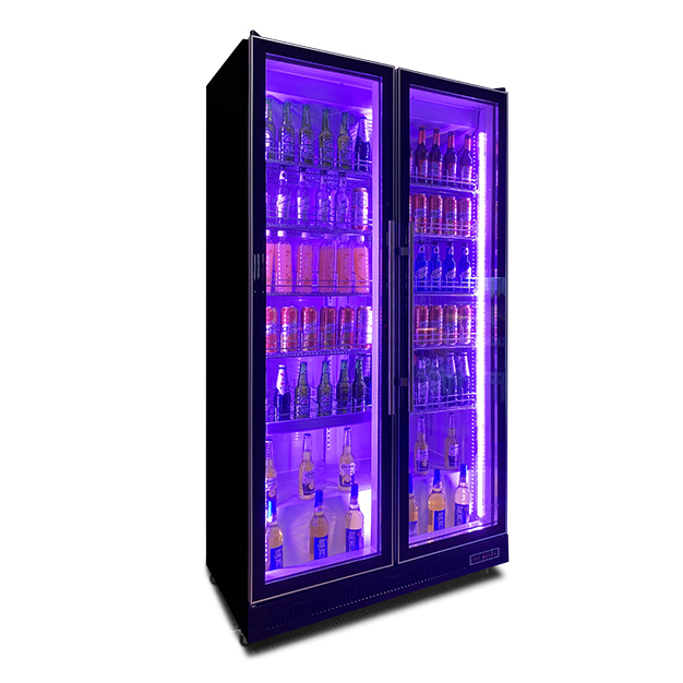 Freezer Expositor Vertical com Duas Portas de Vidro, Múltiplas Luzes LED, para Vinhos e Bebidas