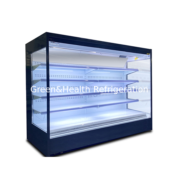Fabrica Vendas directas Ángulo aberto Multi Estante Supermercado Armazenamento Air Curtain Cabinet Freezer