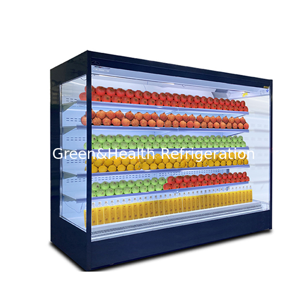 Fabrica Vendas directas Ángulo aberto Multi Estante Supermercado Armazenamento Air Curtain Cabinet Freezer