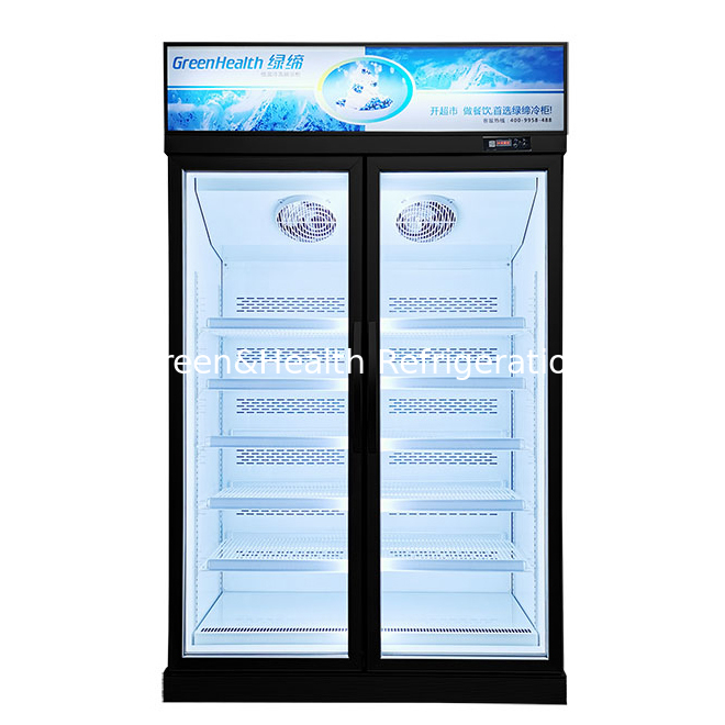 Supermarket/Store Commercial Two Glass Door Storage Freezer Display Fridge