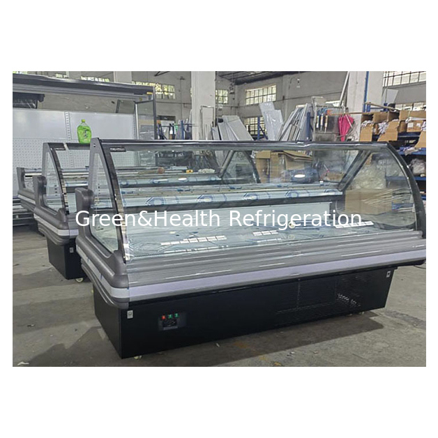 Elevação de vidro Estrutura de aço inoxidável horizontal Comercial armazenamento de alimentos cozidos congelador refrigerado