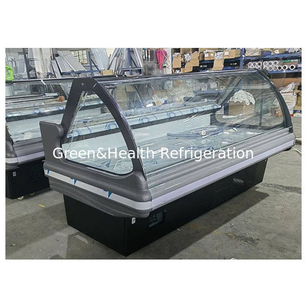 Elevação de vidro Estrutura de aço inoxidável horizontal Comercial armazenamento de alimentos cozidos congelador refrigerado