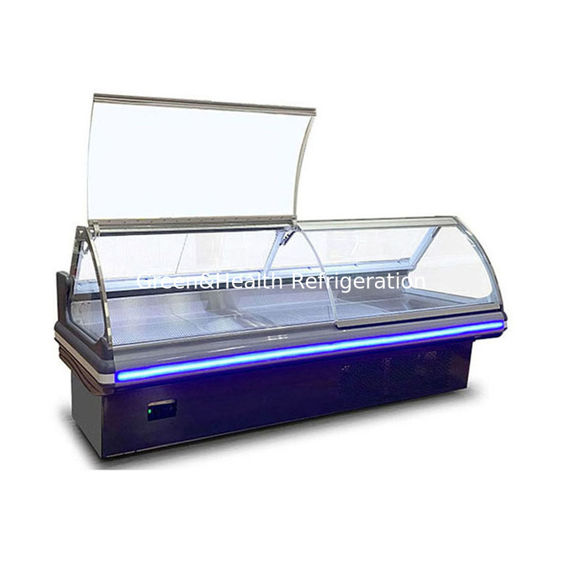 Estrutura de aço inoxidável congelador comercial com vidro levantado e sistema de arrefecimento dinâmico