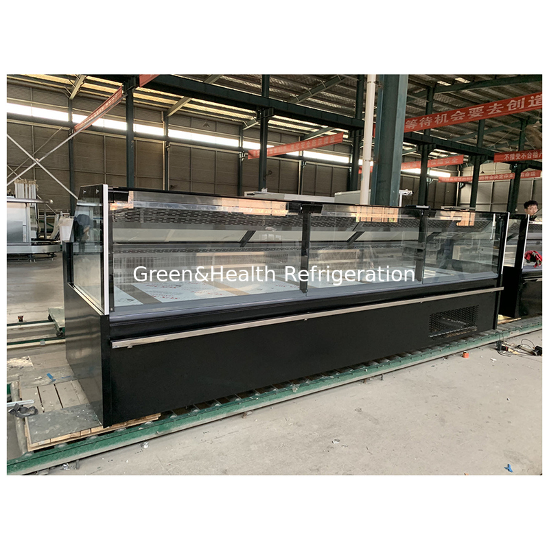 Large Commercial Horizontal Static Cooling Design With Evaporator Gravity Service Counter Meat Beef Display Freezer
