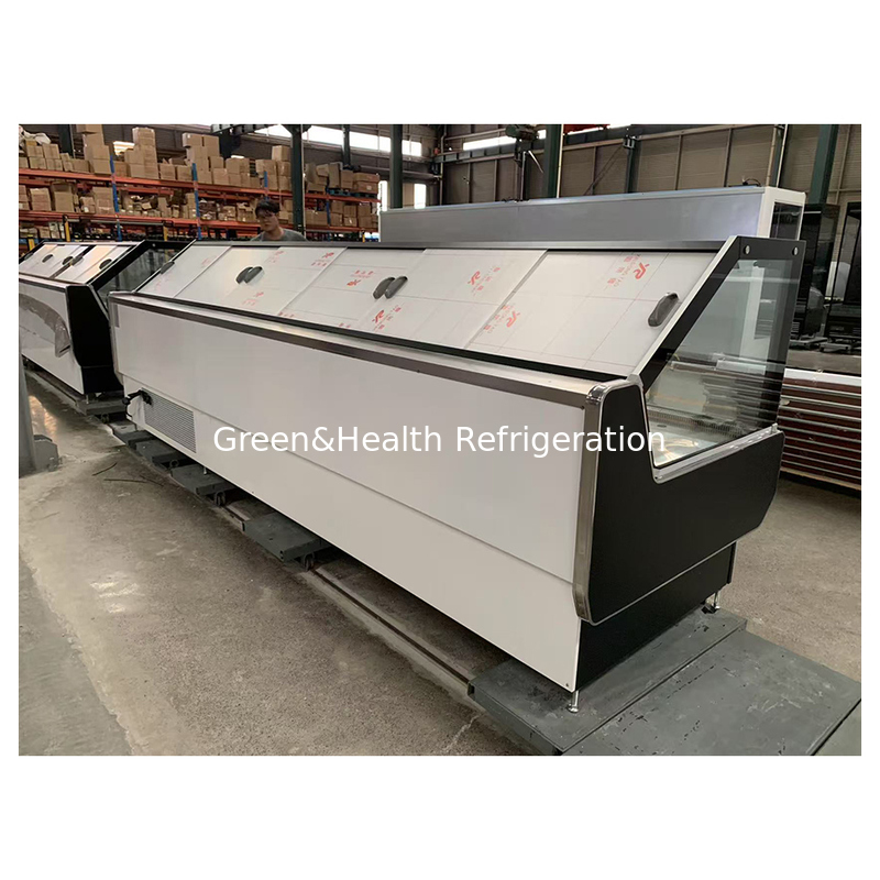 Large Commercial Horizontal Static Cooling Design With Evaporator Gravity Service Counter Meat Beef Display Freezer