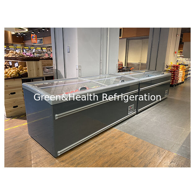 Commercial Island Freezer Supermercado Refrigeração Popsicles Armazenamento de produtos Freezer profundo