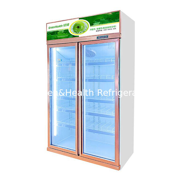Loja vertical com duas portas de vidro de defogamento refrigerador de bebidas display congelador