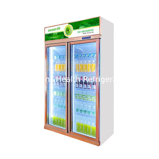 Loja vertical com duas portas de vidro de defogamento refrigerador de bebidas display congelador