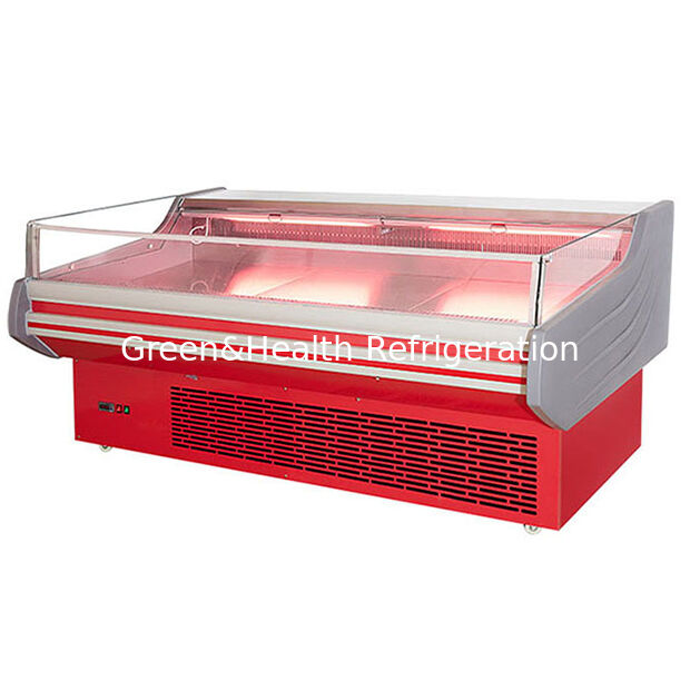 Frigorífico de exibição de carne de aço inoxidável com descongelamento automático e luz LED para vitrine de carne fresca