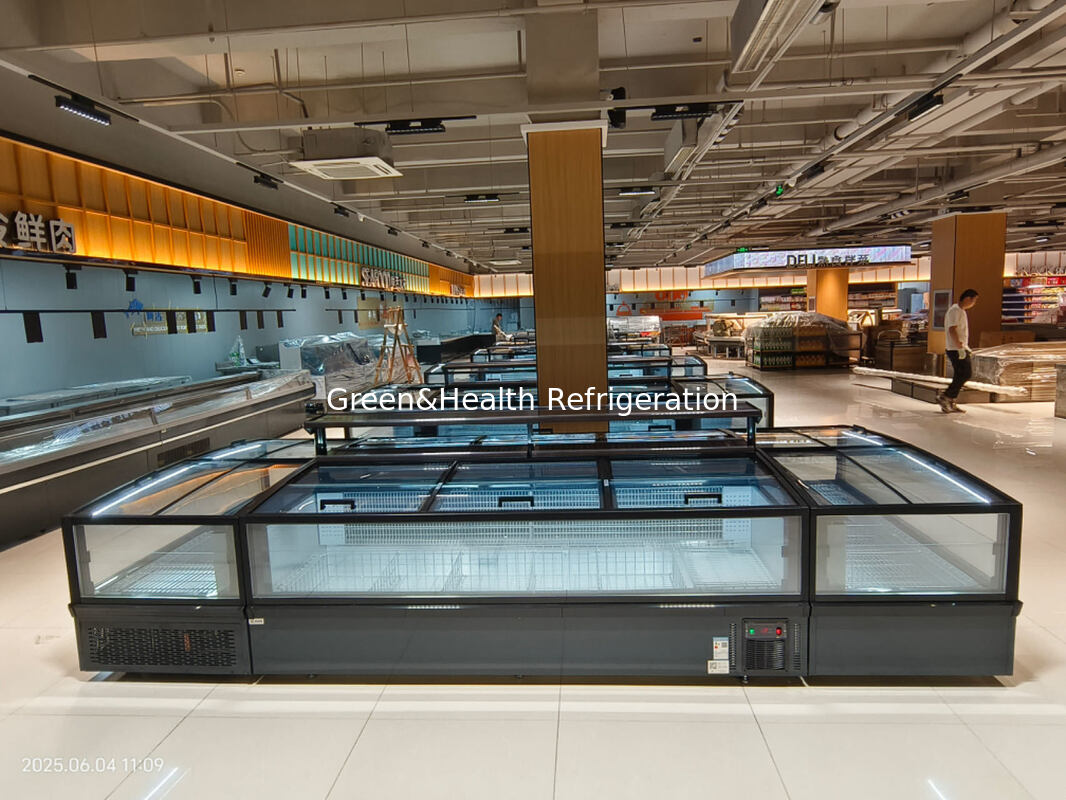 Preço Direto de Fábrica Congelador de Ilha Combinado com Grandes Janelas de Vidro e compressor Secop