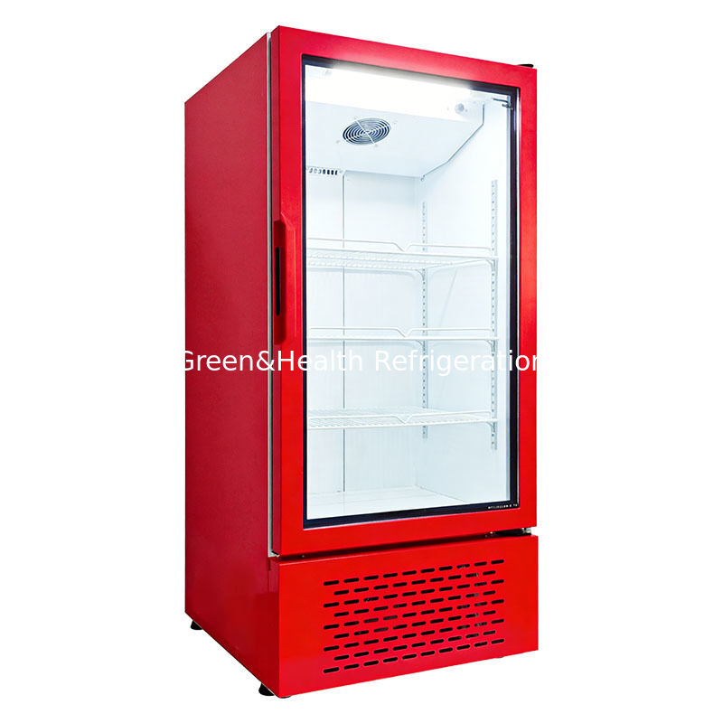 Refrigerador Vertical de Bebidas com Porta de Vidro Única, Refrigerado a Ar, para Supermercados e Lojas de Conveniência