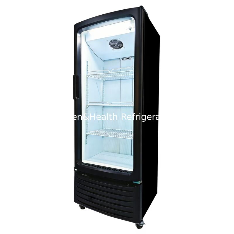 Supermercado Porta de vidro única Display comercial Refrigerador Refrigerador vertical Equipamento de refrigeração de bebidas