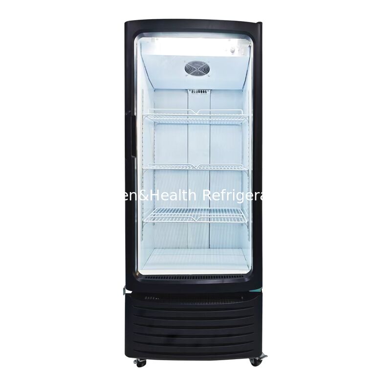 Supermercado Porta de vidro única Display comercial Refrigerador Refrigerador vertical Equipamento de refrigeração de bebidas