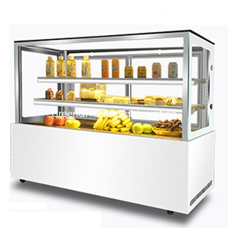 Refrigerador de tela de bolo de aço inoxidável de ângulo reto com 3 camadas de cubos para refrigeração de bolos